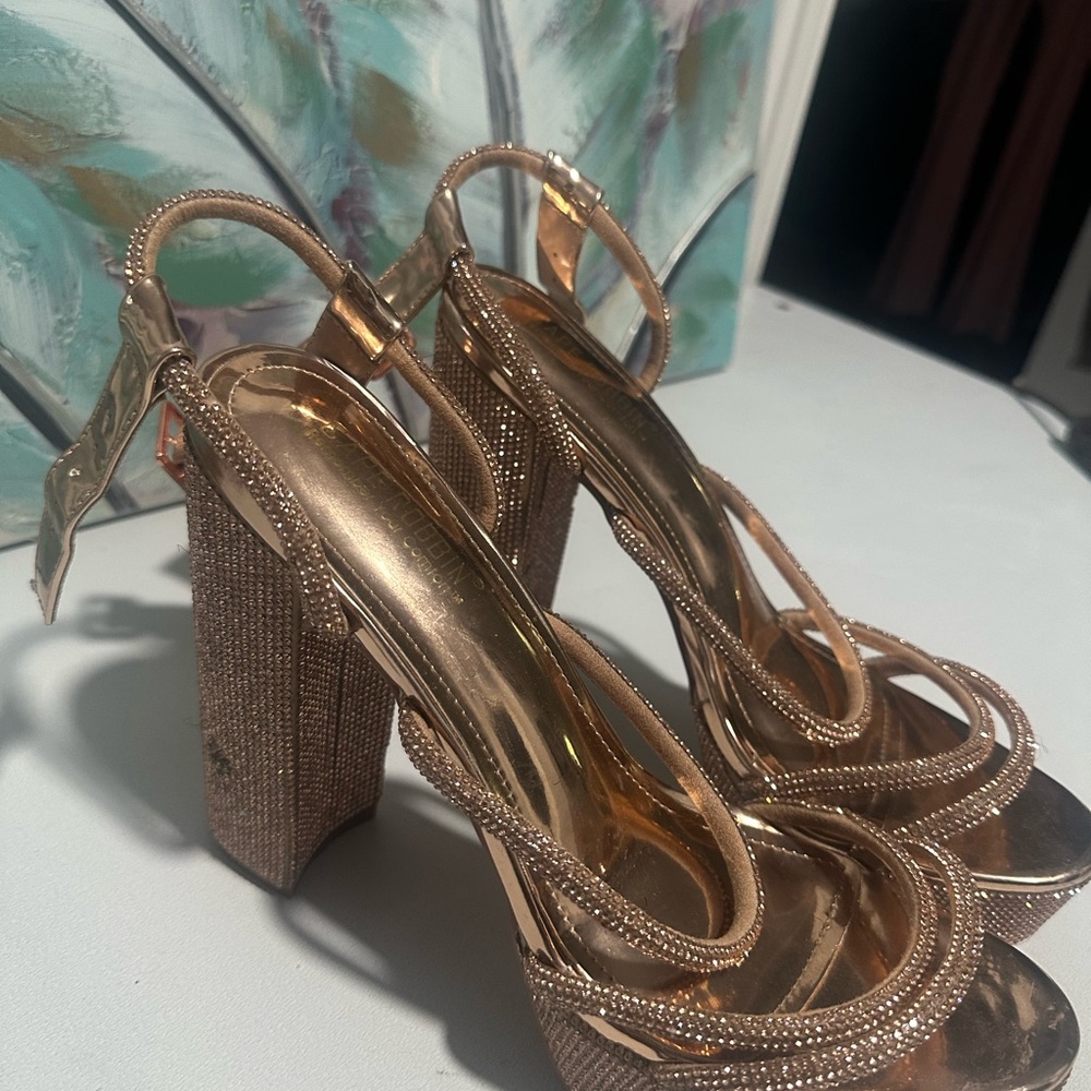 Elegant Gold Strappy Heels